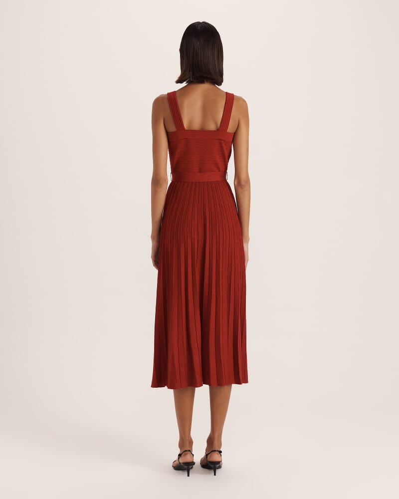 Mariya Sparkling Knit Dress in CRIMSON