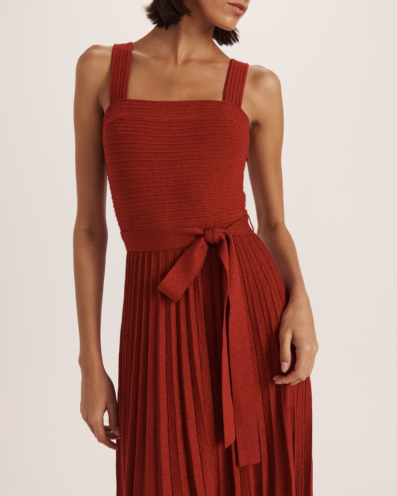 Mariya Sparkling Knit Dress in CRIMSON