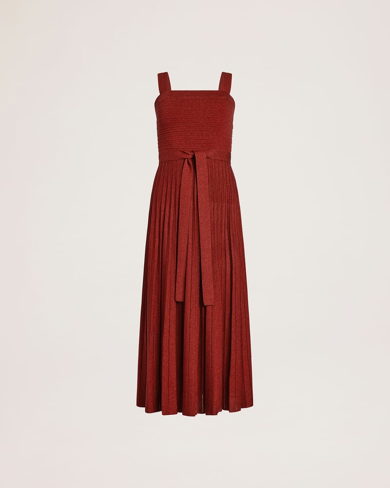 Mariya Sparkling Knit Dress in CRIMSON