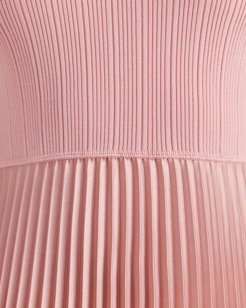 Vicky V Neck Mixed Media Dress in DUSTY ROSE