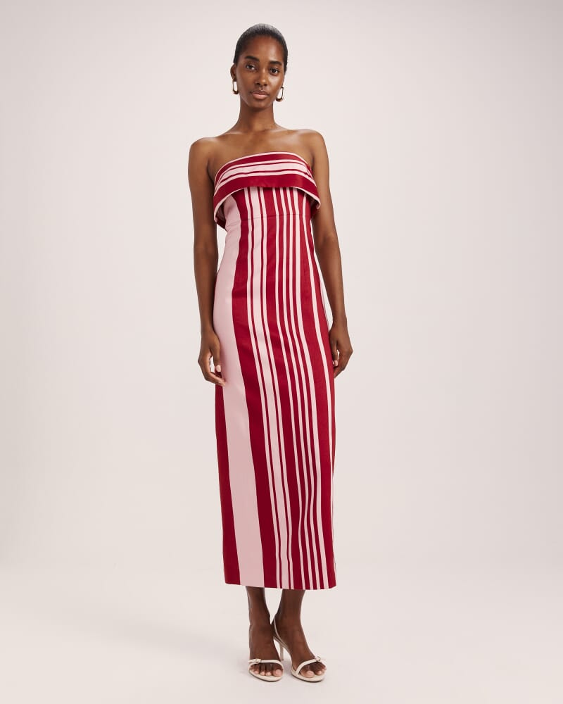 La Belle Stripe Column Dress in MULTI