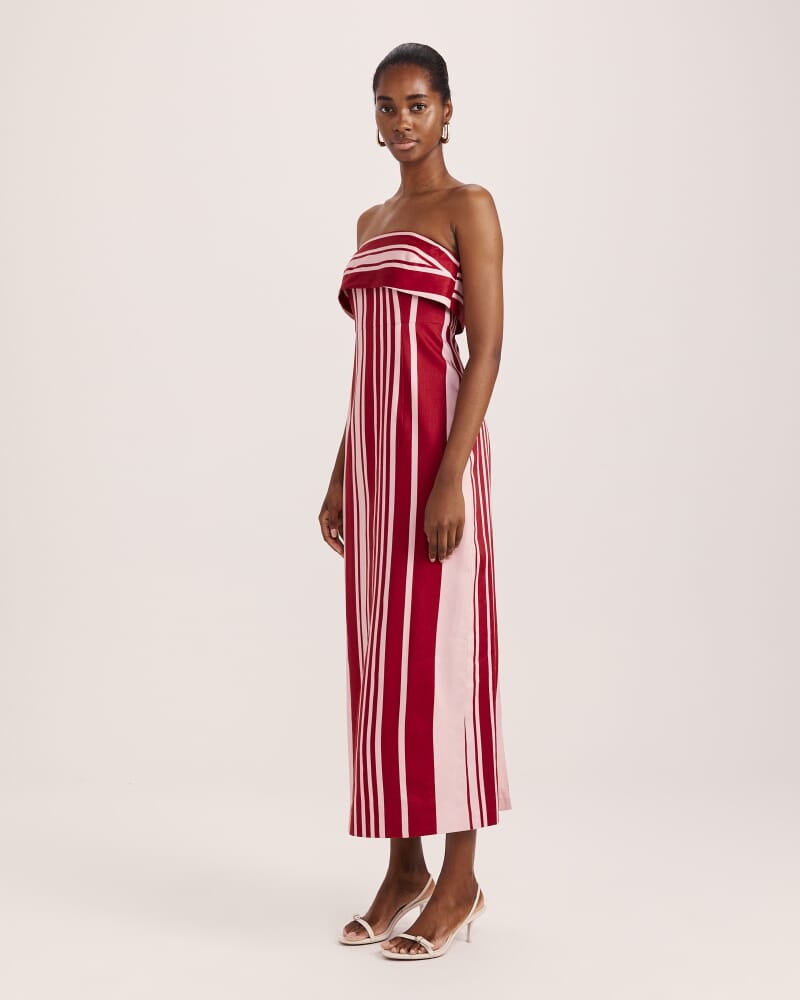 La Belle Stripe Column Dress in MULTI