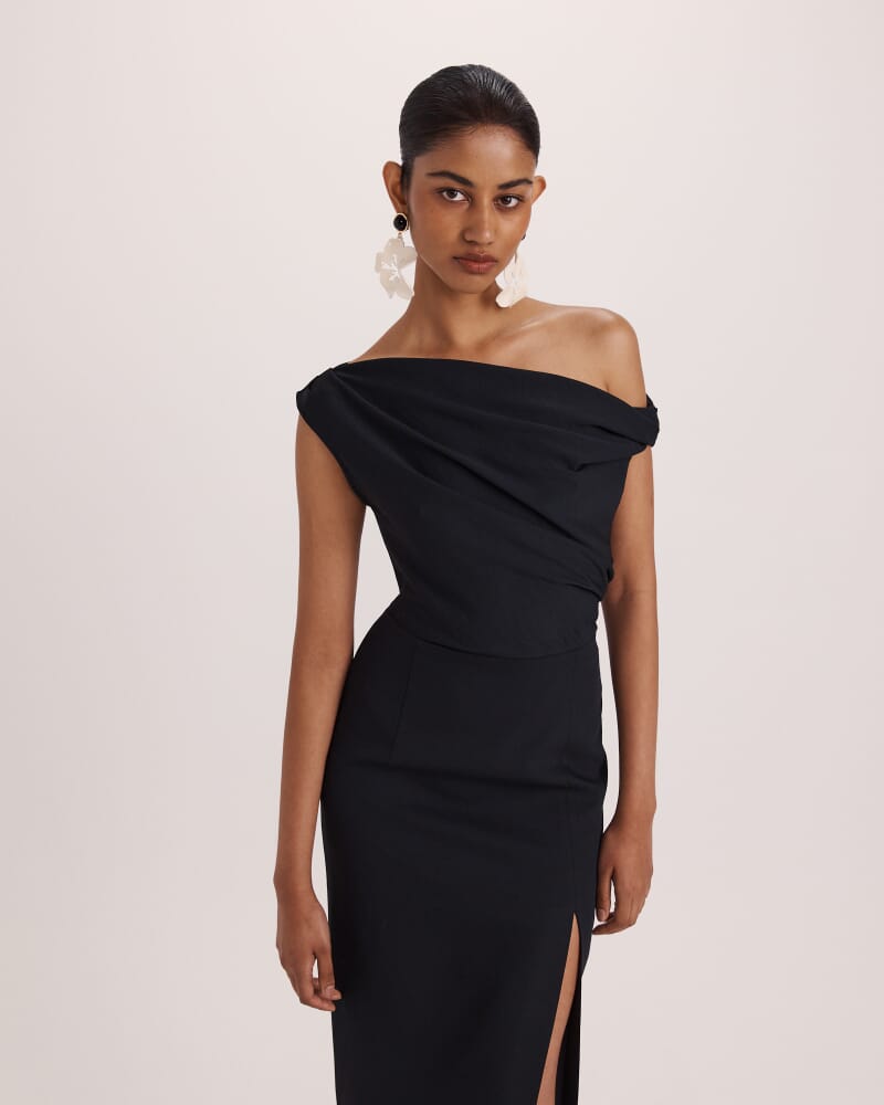 Dharma Off Shoulder Dress in BLACK