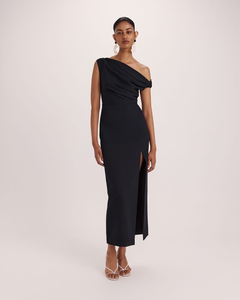 Dharma Off Shoulder Dress in BLACK