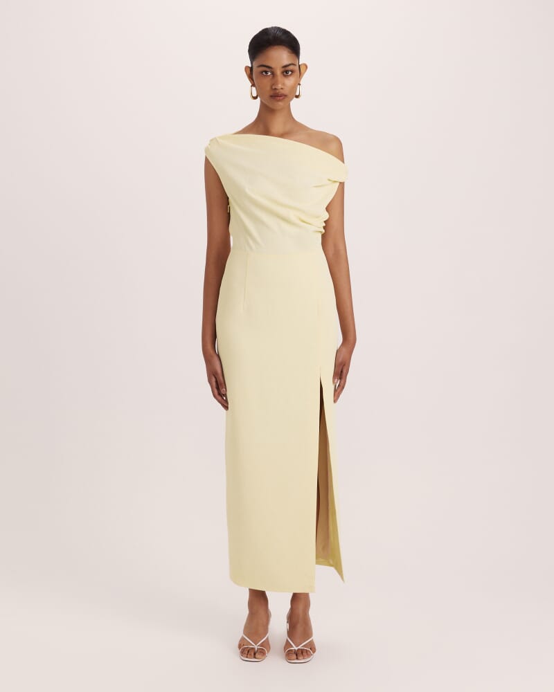 Dharma Off Shoulder Dress in BUTTER