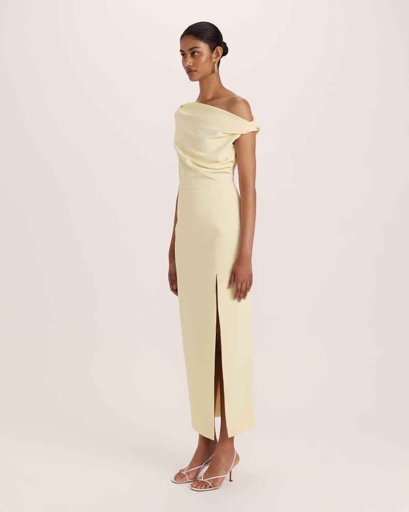 Dharma Off Shoulder Dress in BUTTER