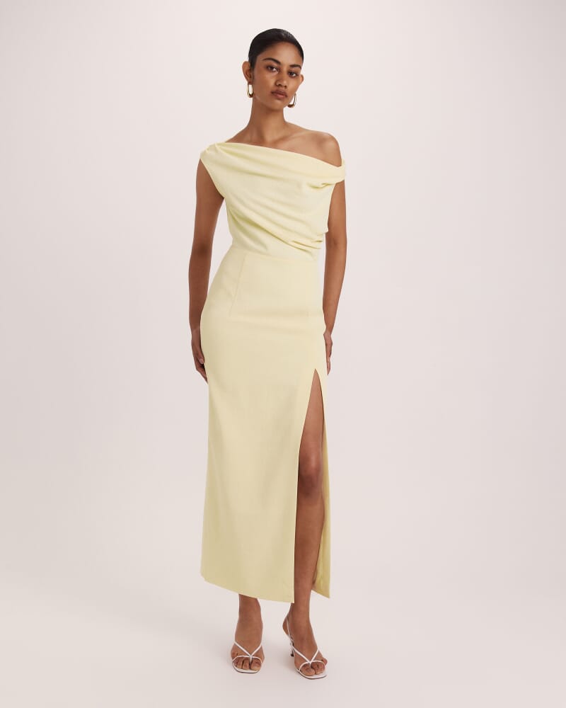 Dharma Off Shoulder Dress in BUTTER