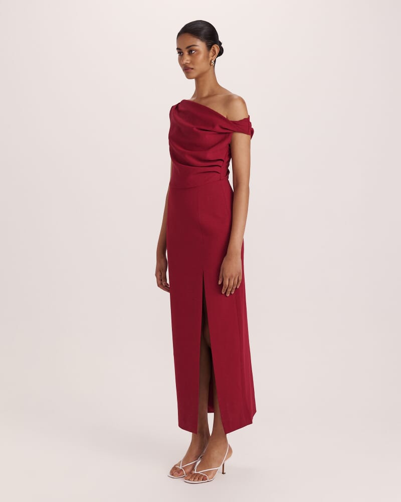 Dharma Off Shoulder Dress in RASPBERRY