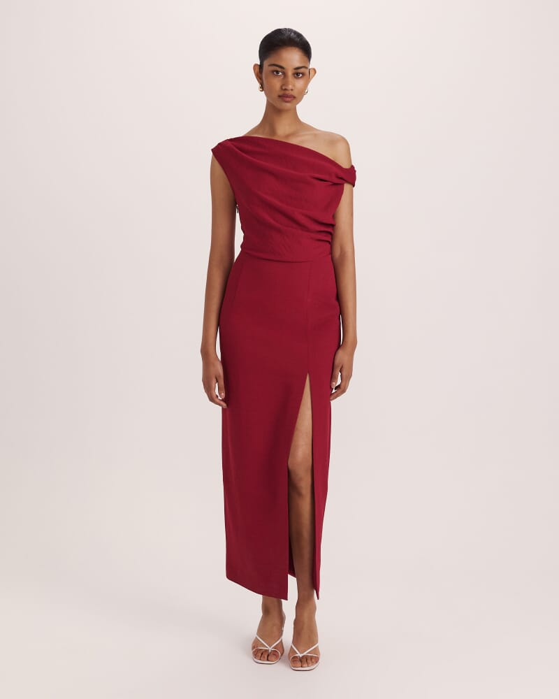 Dharma Off Shoulder Dress in RASPBERRY