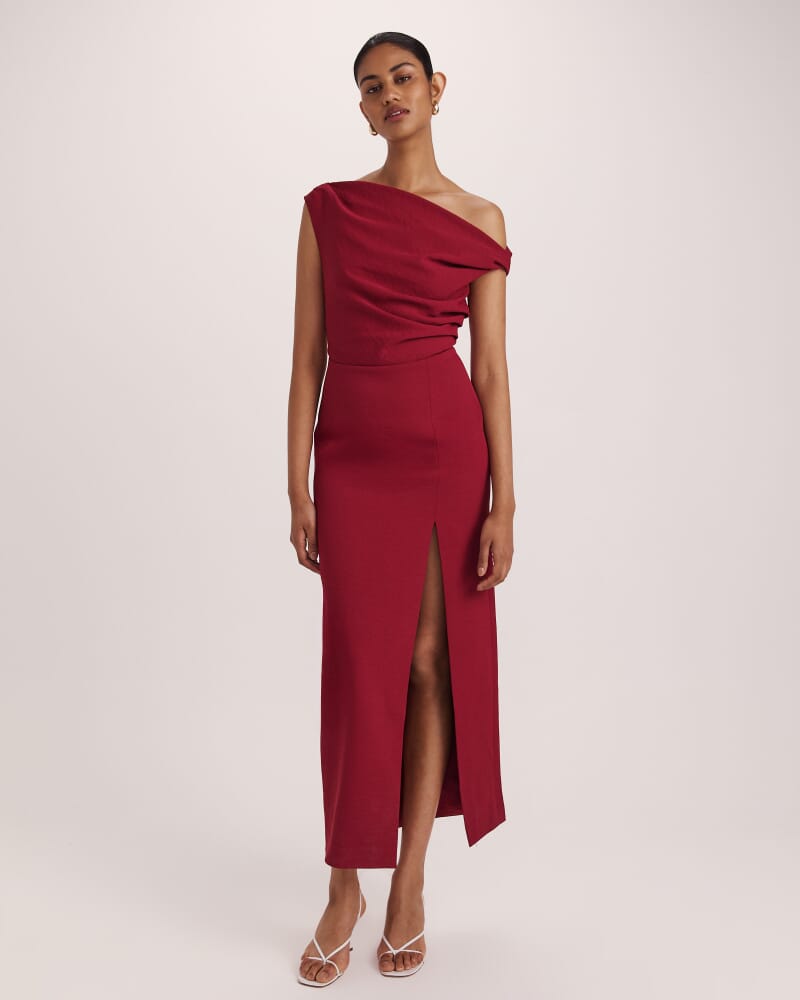 Dharma Off Shoulder Dress in RASPBERRY