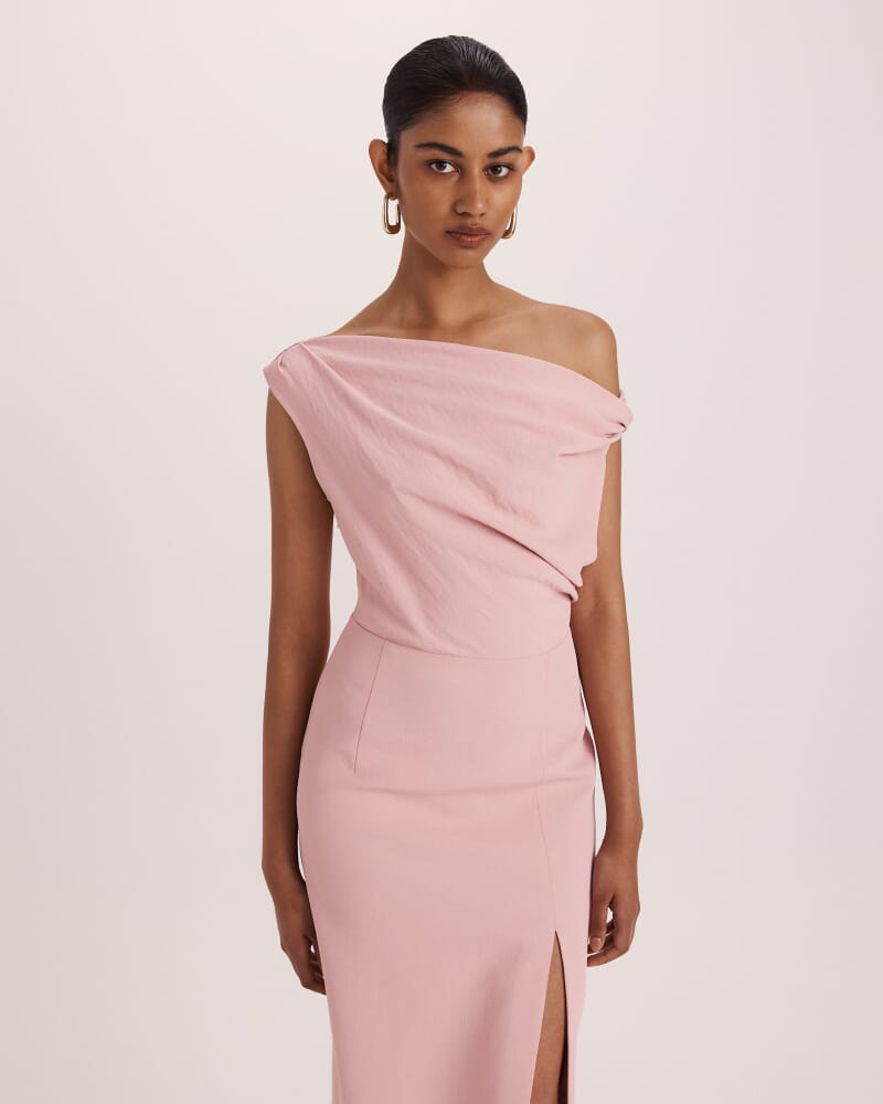 Dharma Off Shoulder Dress in ROSE