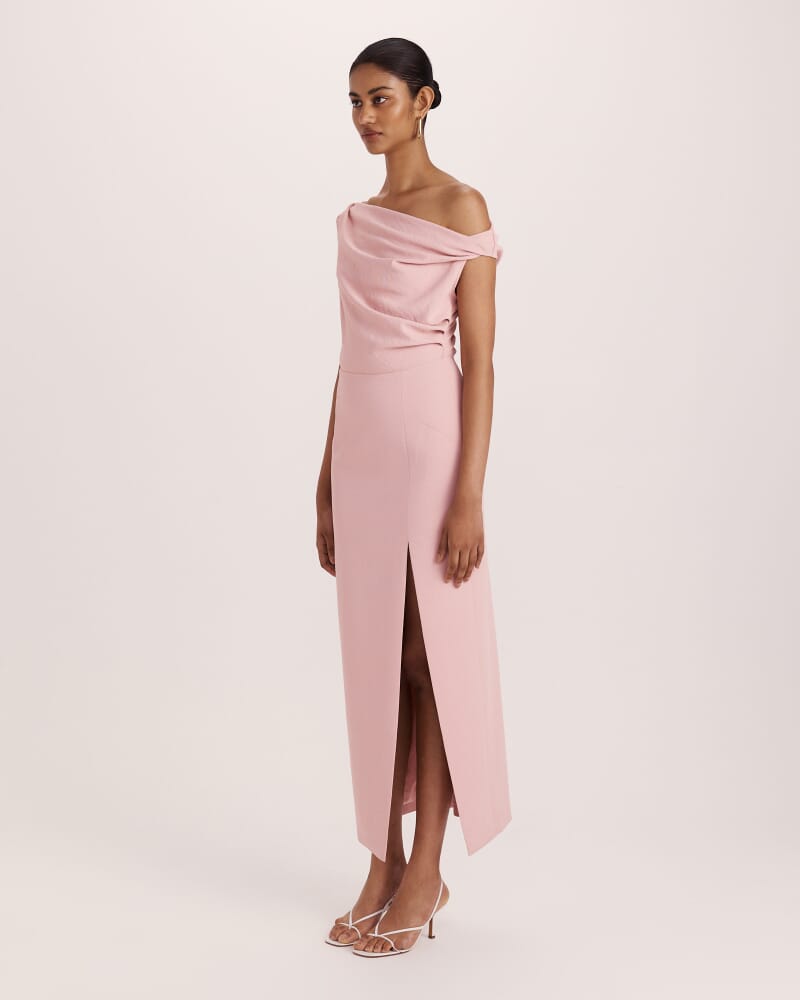 Dharma Off Shoulder Dress in ROSE