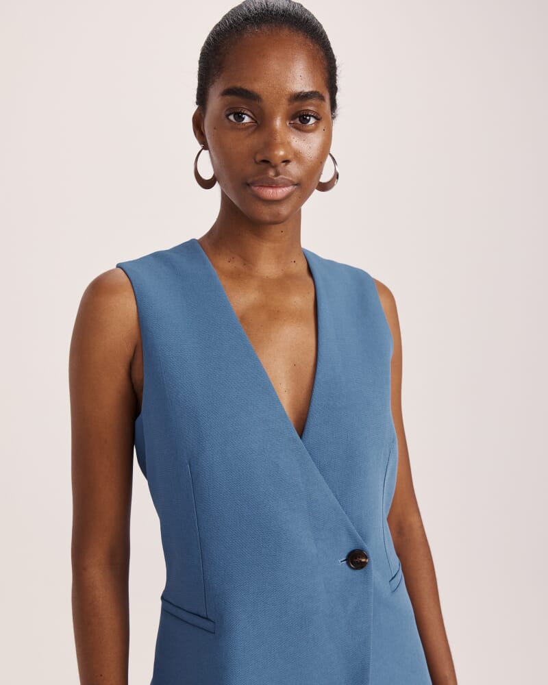 Dharma Longline Vest in BLUE STEEL