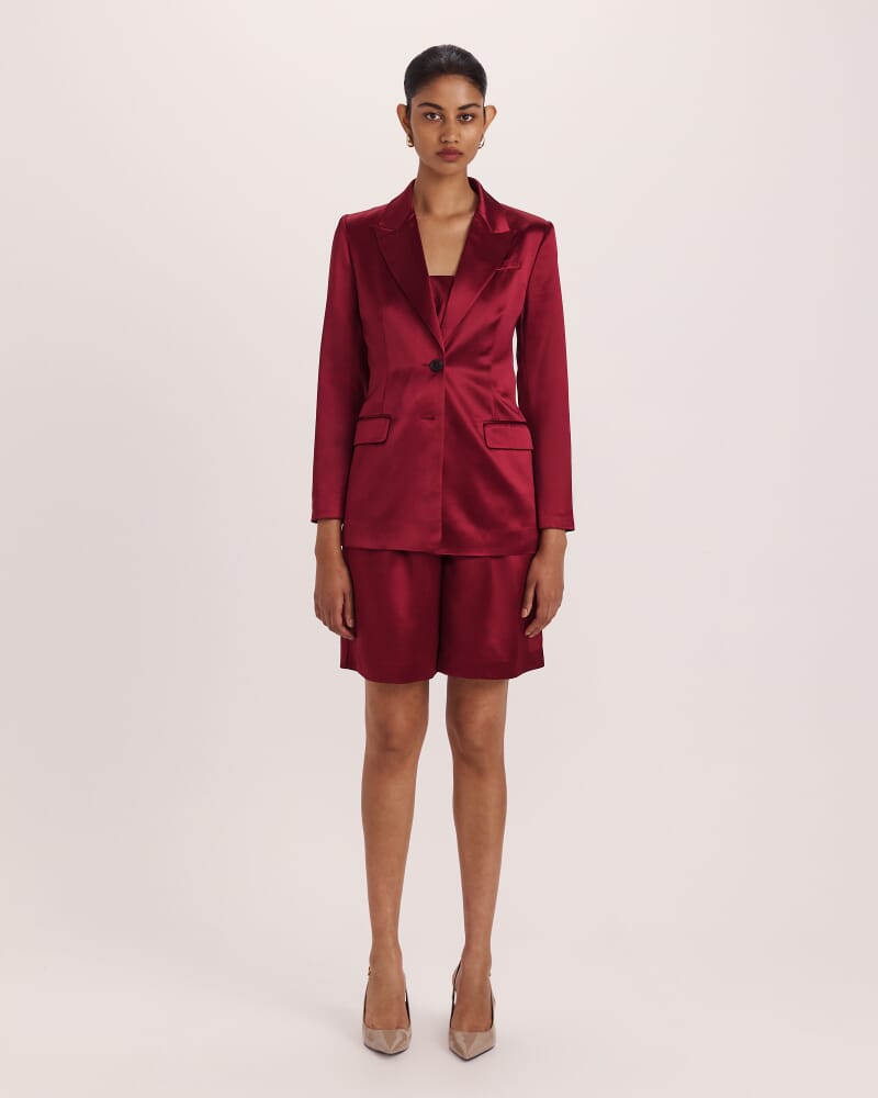 Sallee Satin Blazer in RASPBERRY