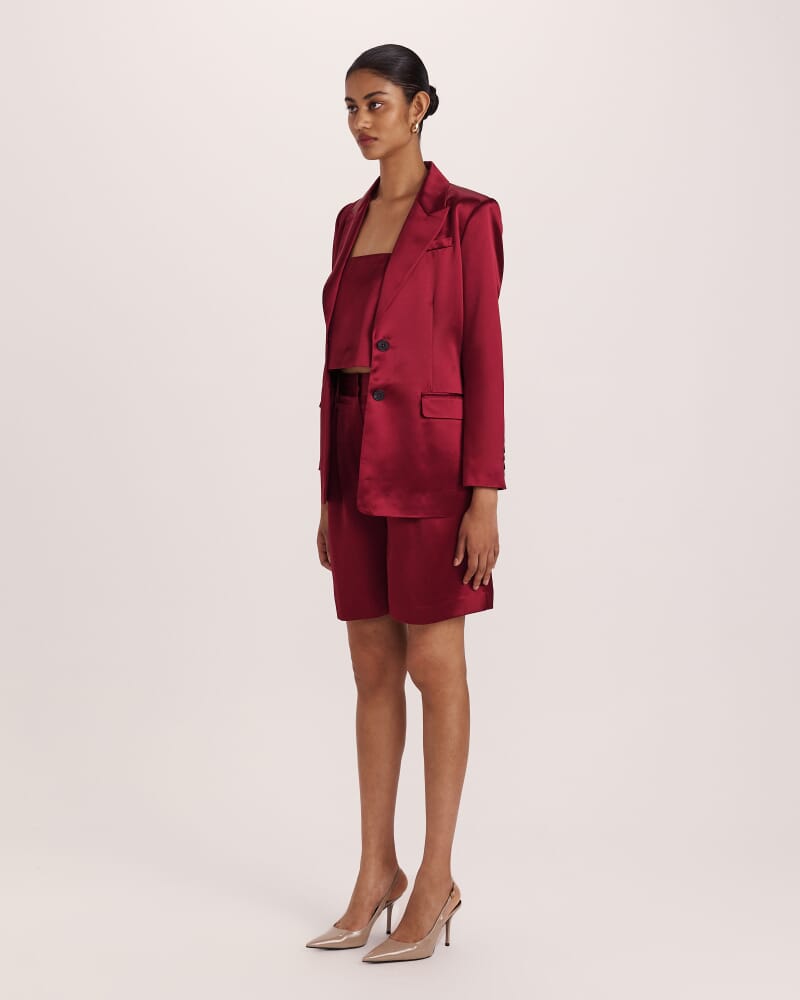 Sallee Satin Blazer in RASPBERRY