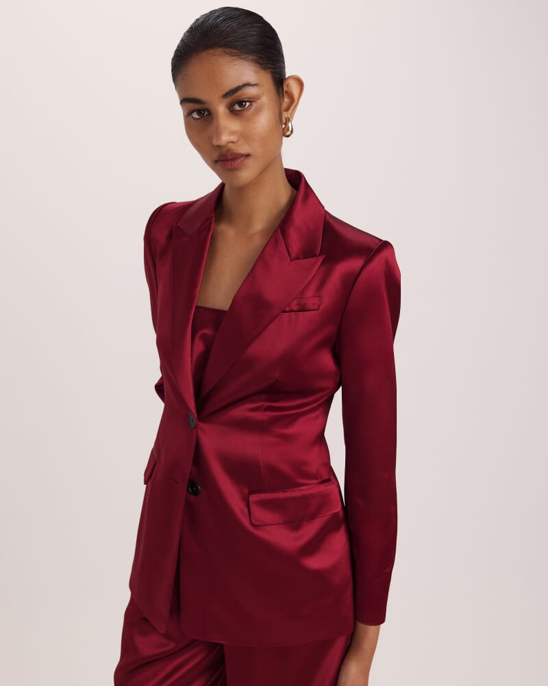 Sallee Satin Blazer in RASPBERRY