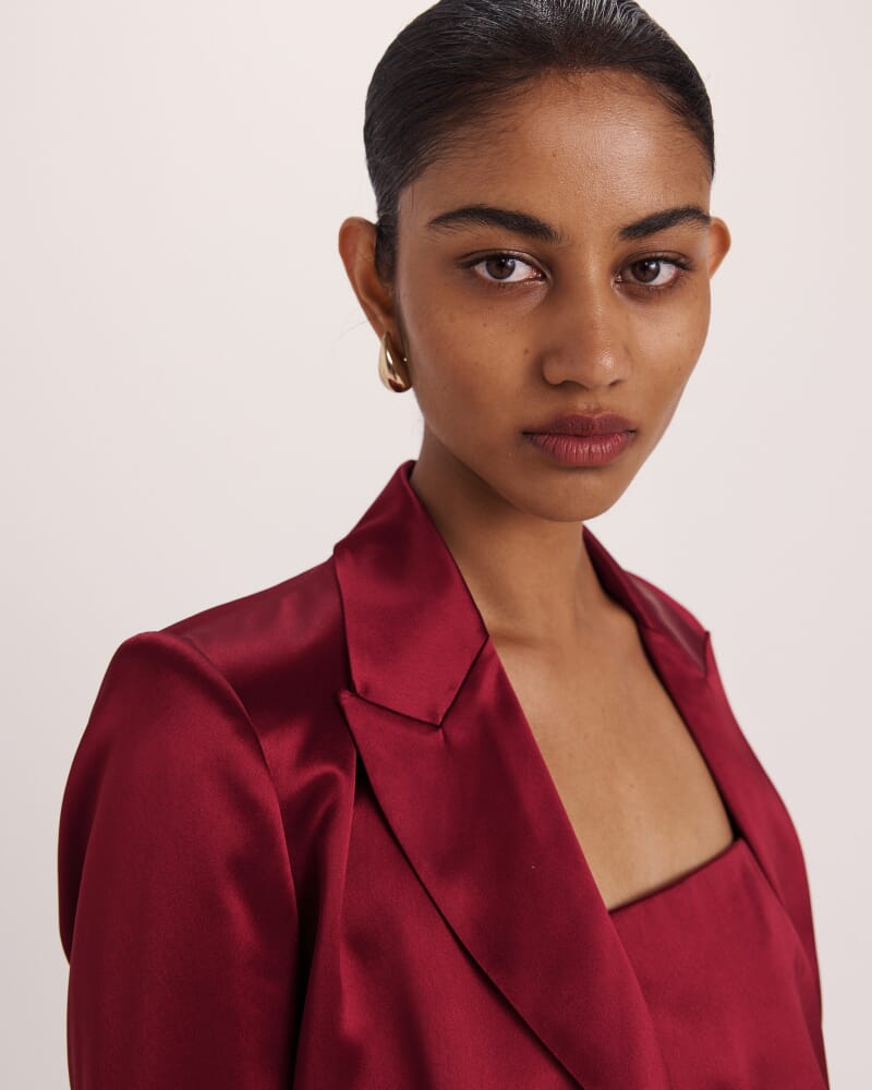 Sallee Satin Blazer in RASPBERRY