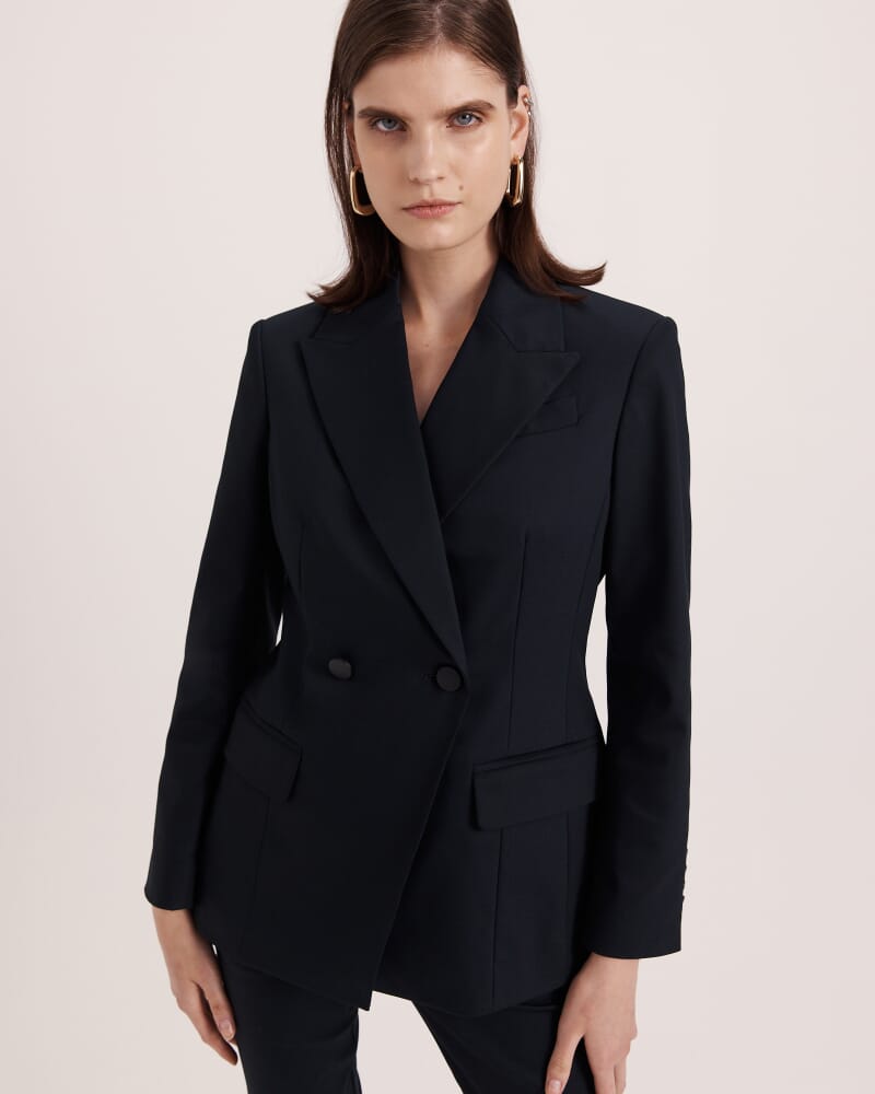 Tia Double Breasted Blazer in BLACK