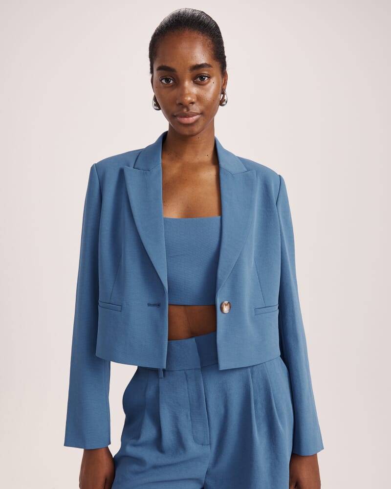Dharma Cropped Blazer in BLUE STEEL