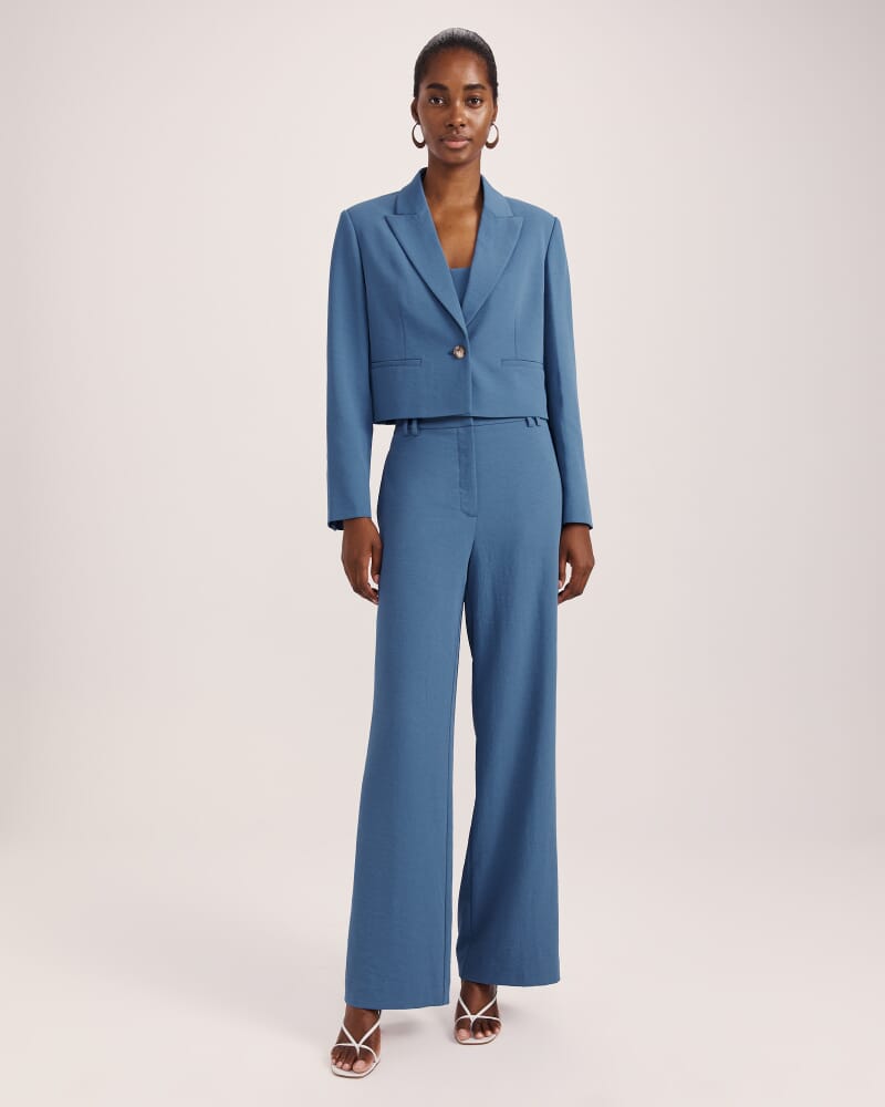 Dharma Cropped Blazer in BLUE STEEL