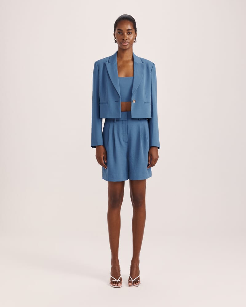 Dharma Cropped Blazer in BLUE STEEL