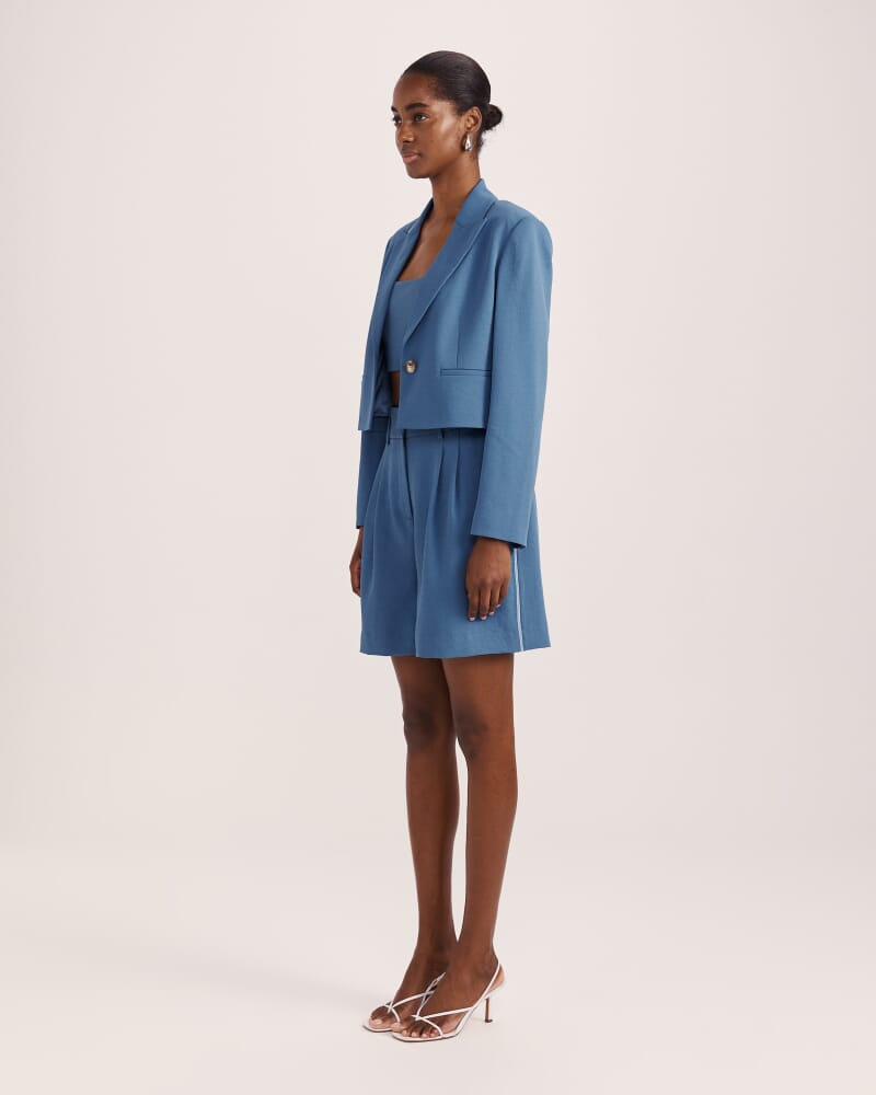 Dharma Cropped Blazer in BLUE STEEL