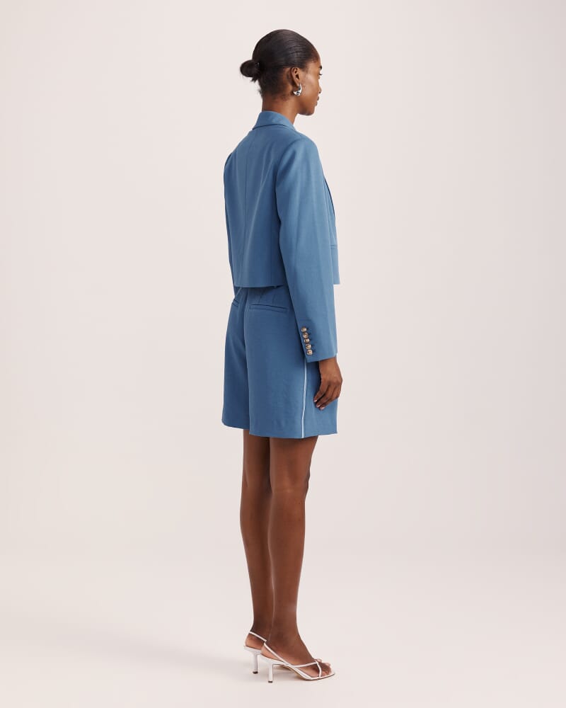 Dharma Cropped Blazer in BLUE STEEL