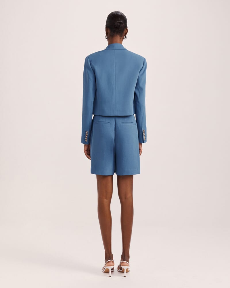 Dharma Cropped Blazer in BLUE STEEL