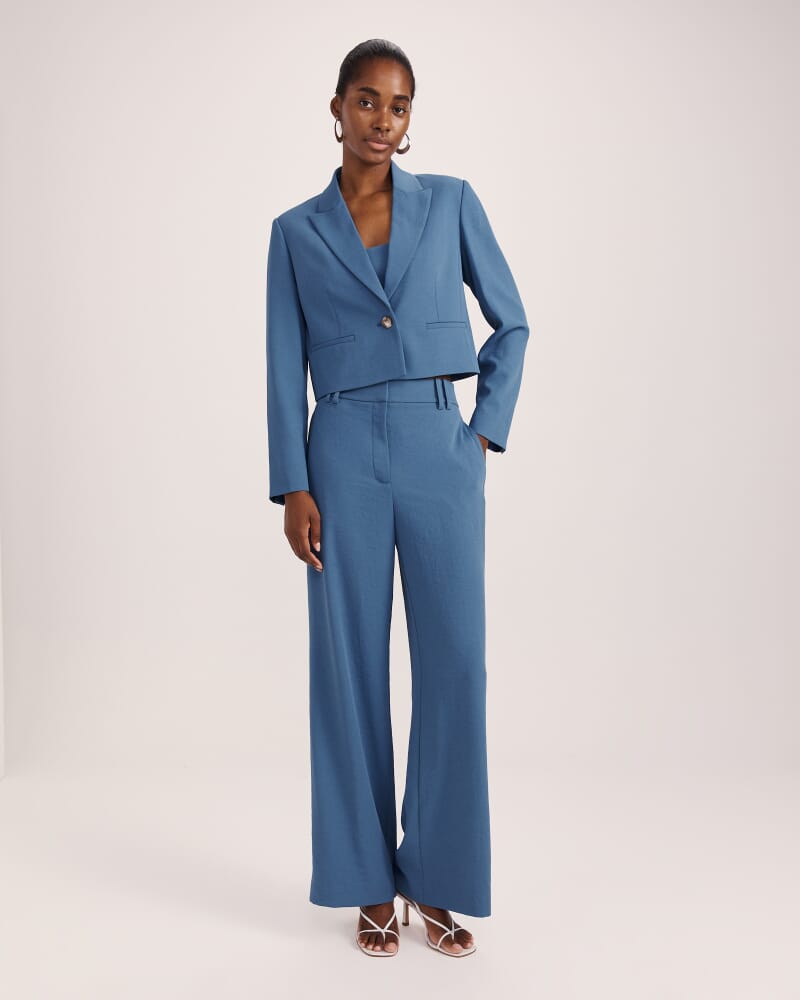 Dharma Cropped Blazer in BLUE STEEL