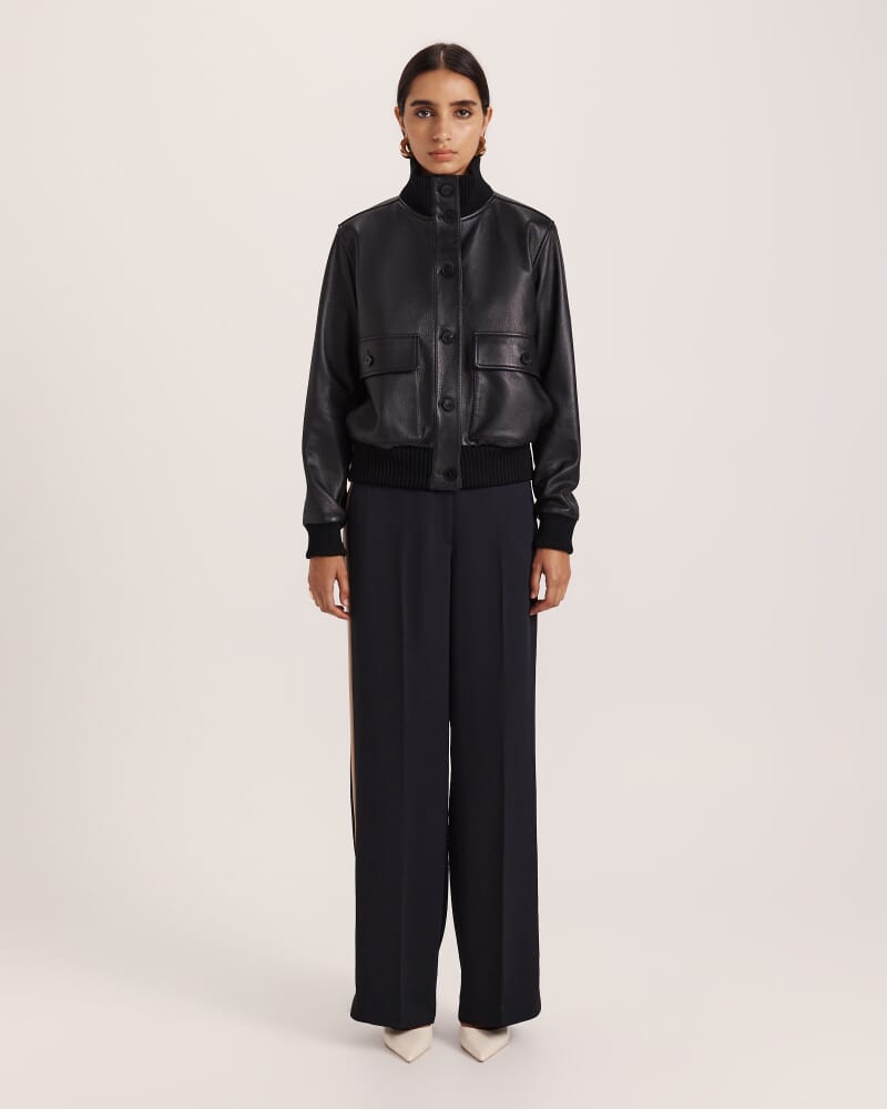 Elyse Leather Bomber in BLACK