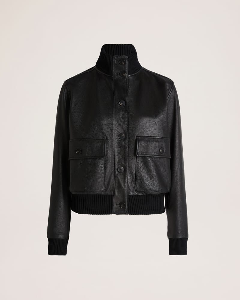 Elyse Leather Bomber in BLACK