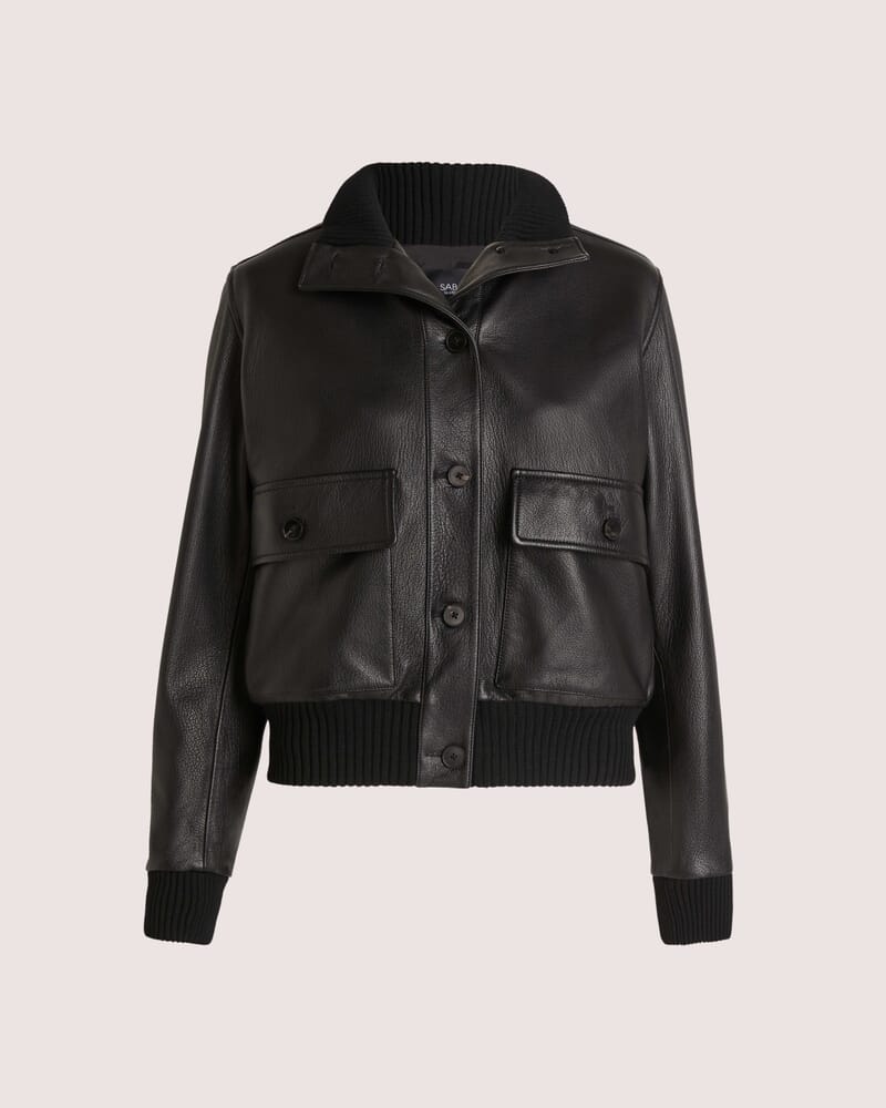 Elyse Leather Bomber in BLACK
