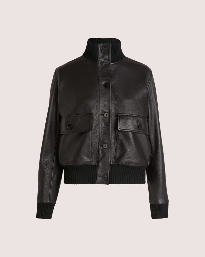 Elyse Leather Bomber in BLACK