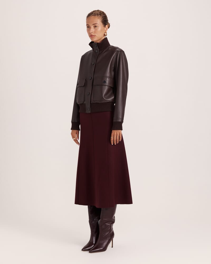 Elyse Leather Bomber in CHOCOLATE