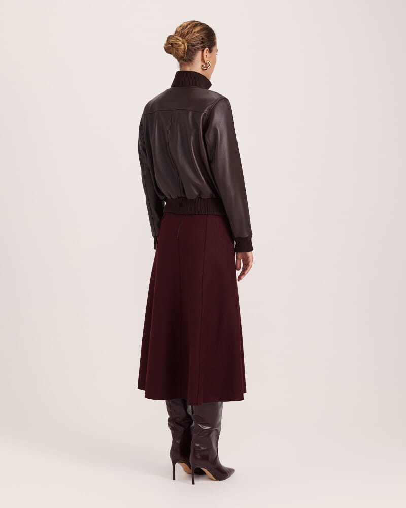 Elyse Leather Bomber in CHOCOLATE