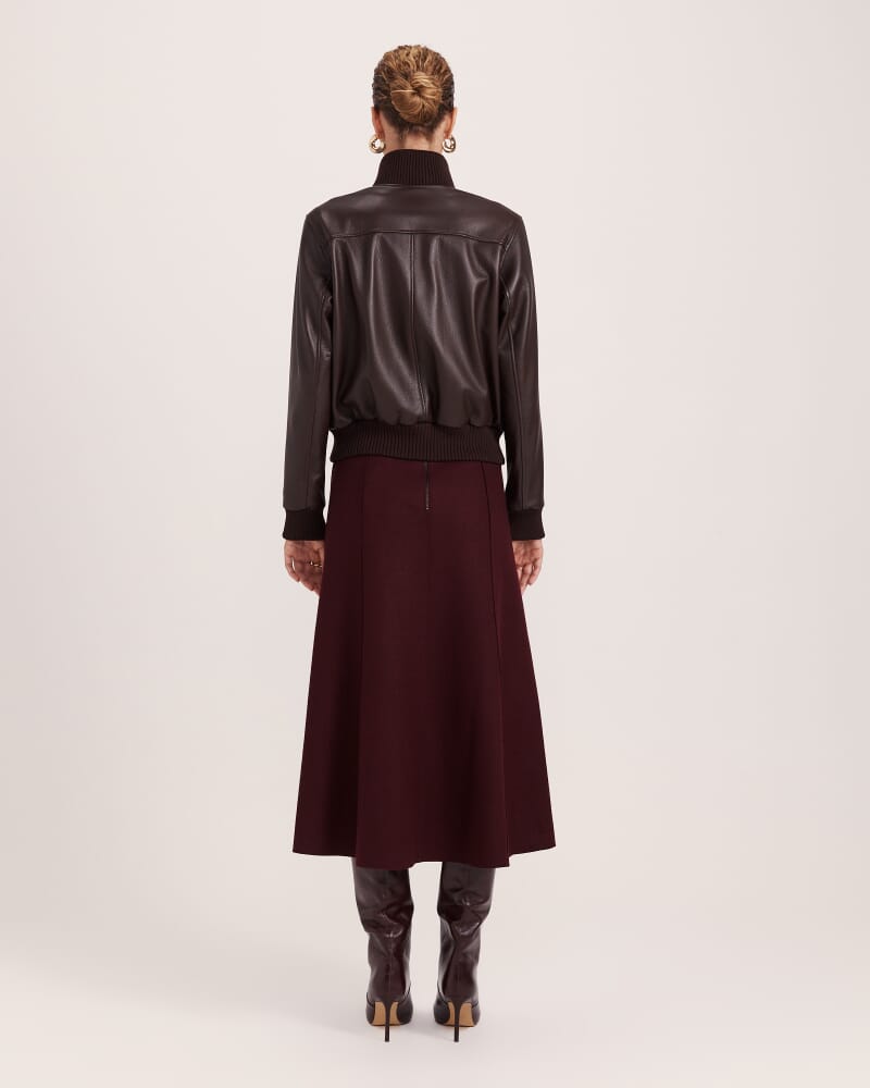 Elyse Leather Bomber in CHOCOLATE