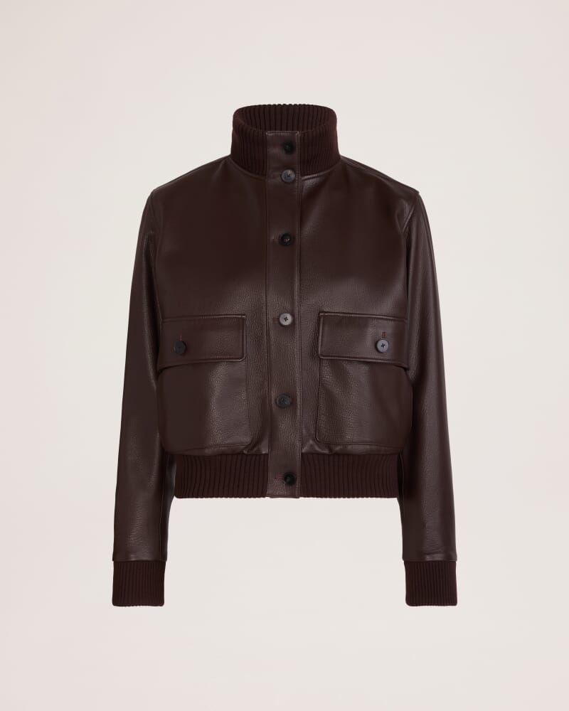 Elyse Leather Bomber in CHOCOLATE