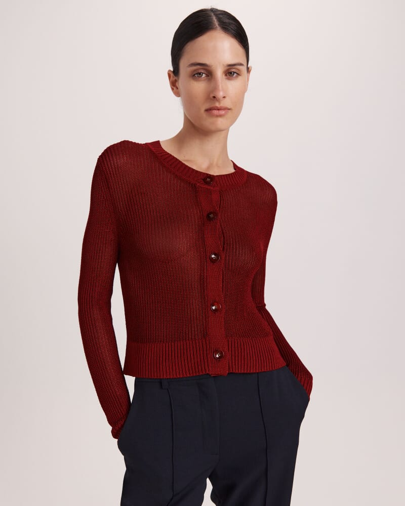 Zala Cropped Cardigan in RASPBERRY