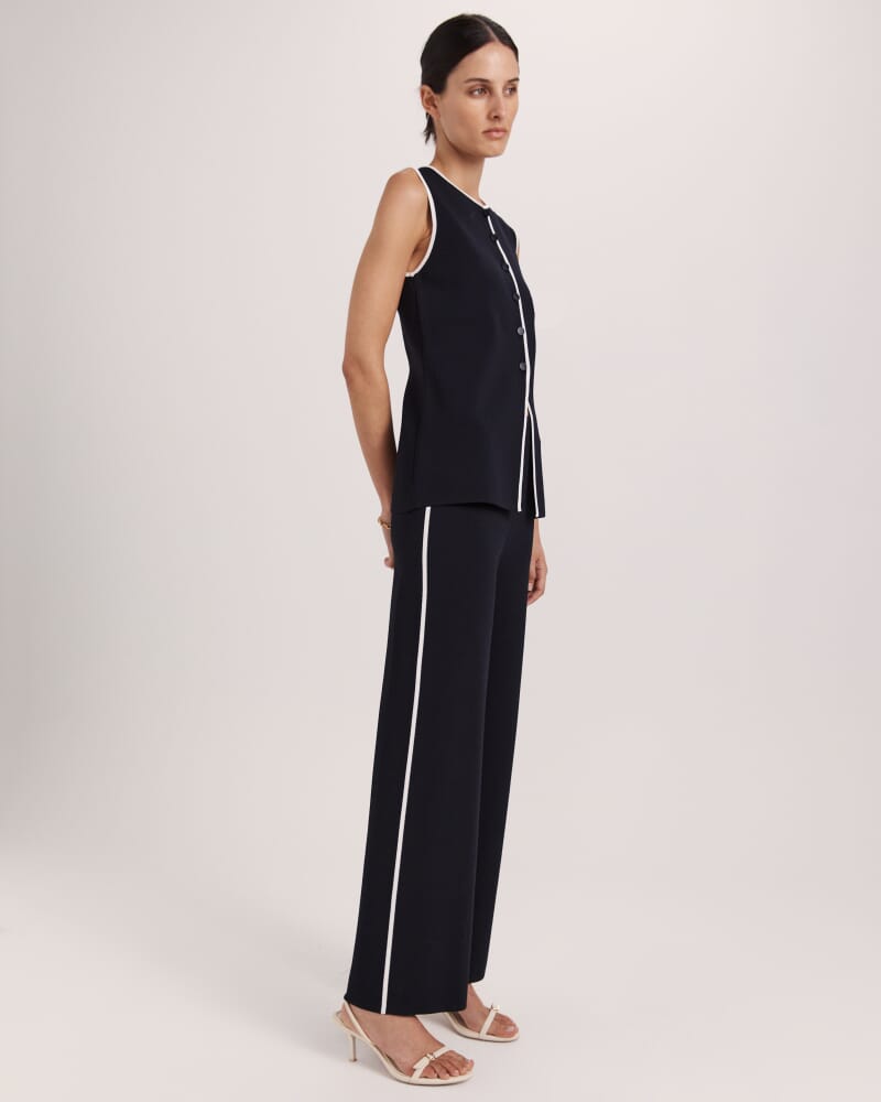 Mia Milano Knit Contrast Vest in BLACK