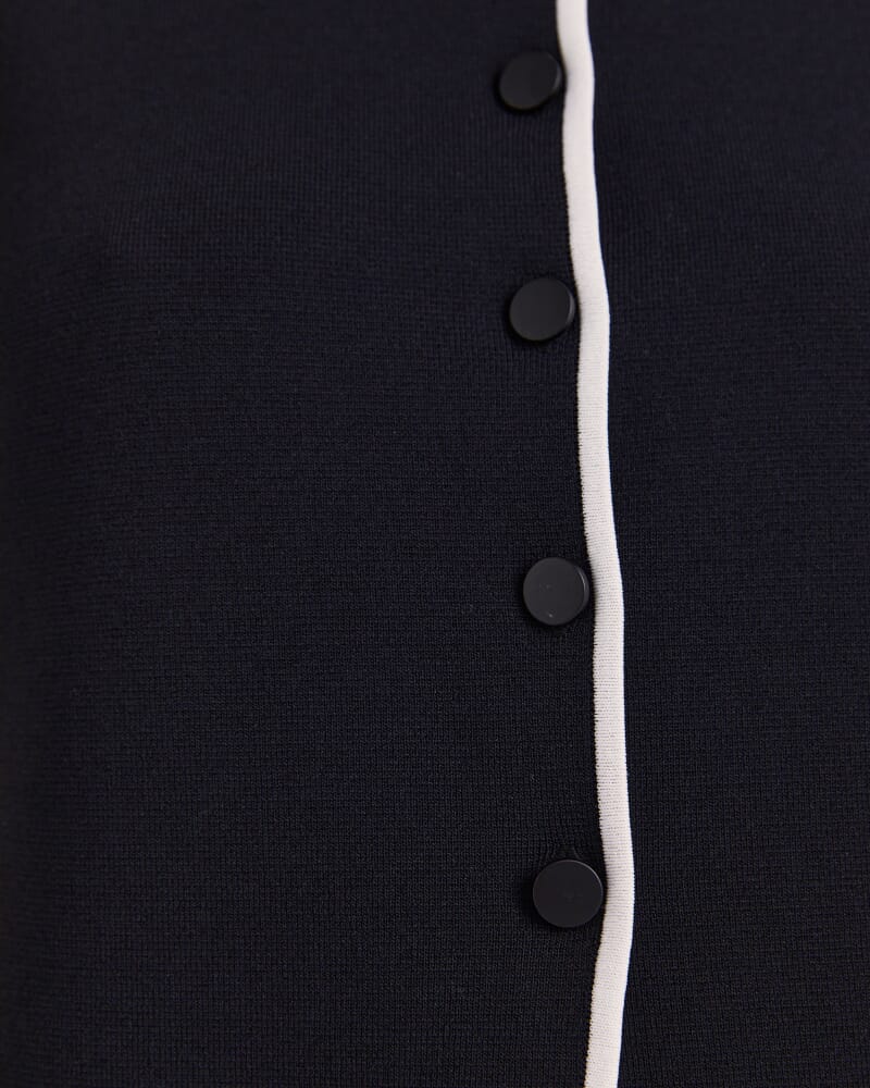 Mia Milano Knit Contrast Vest in BLACK