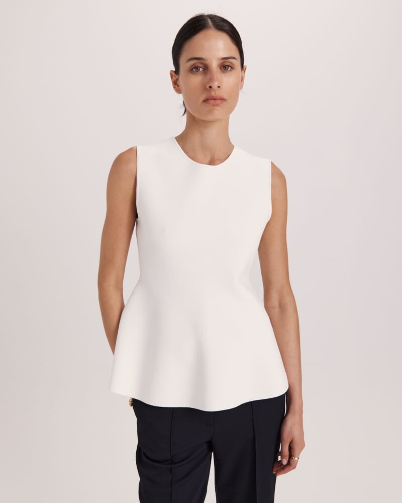 Mia Milano Peplum Top in IVORY