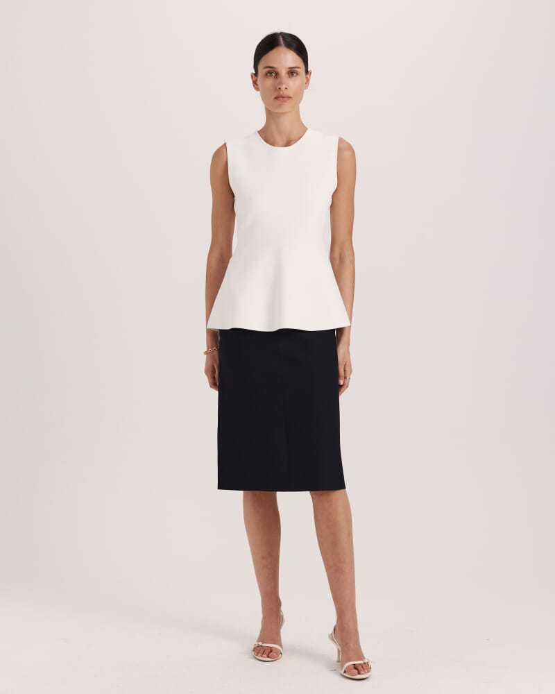 Mia Milano Peplum Top in IVORY