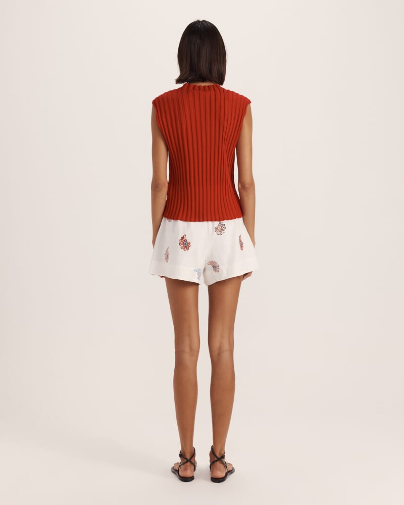 Sheer Knit Rib Tank in CRIMSON