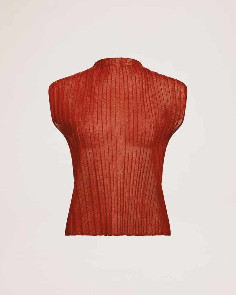 Sheer Knit Rib Tank in CRIMSON