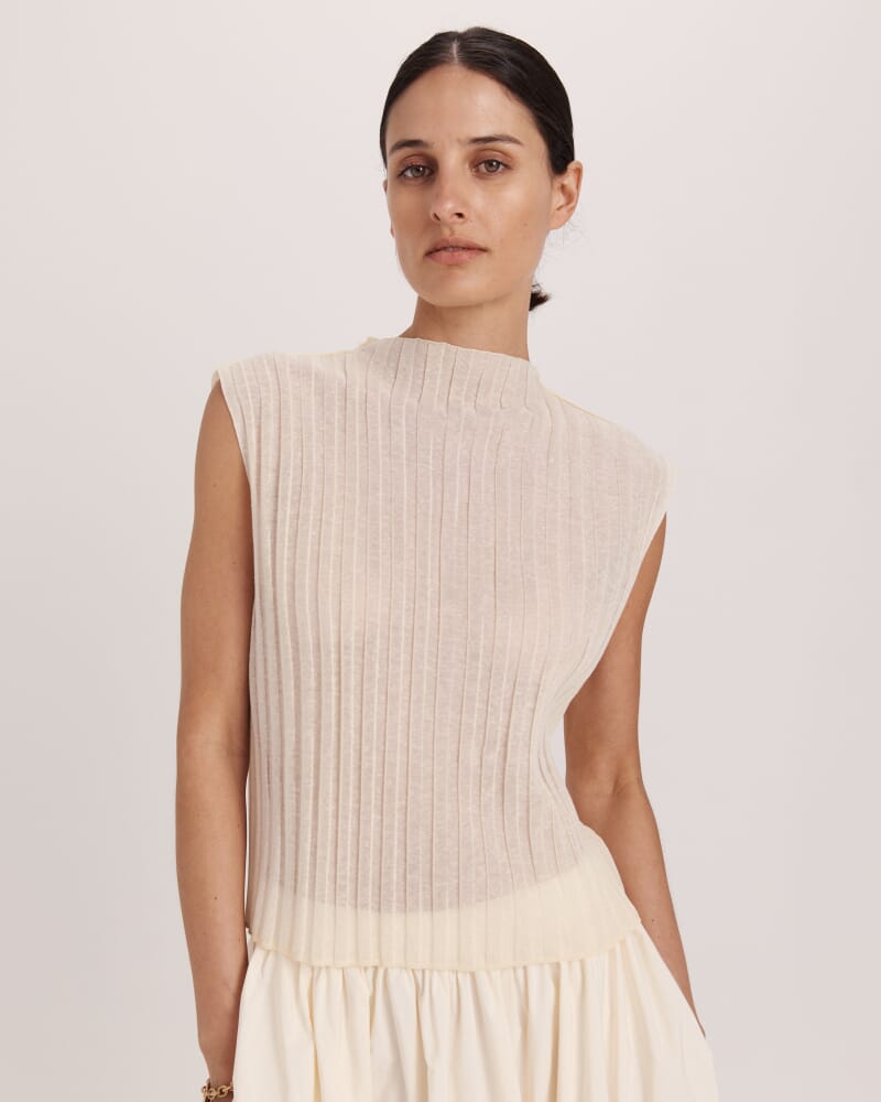 Sheer Knit Rib Tank in PALE LEMON