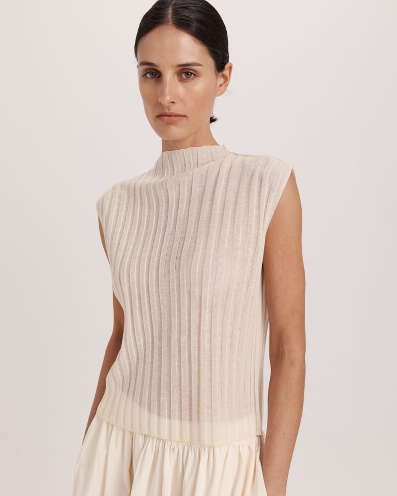 Sheer Knit Rib Tank in PALE LEMON