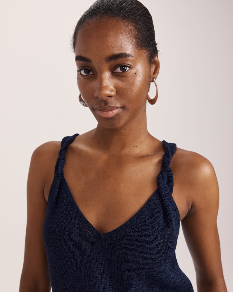 Edith Tape Yarn Tank in NAVY