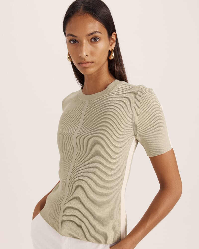 Vicky Rib Knit Top in SAGE