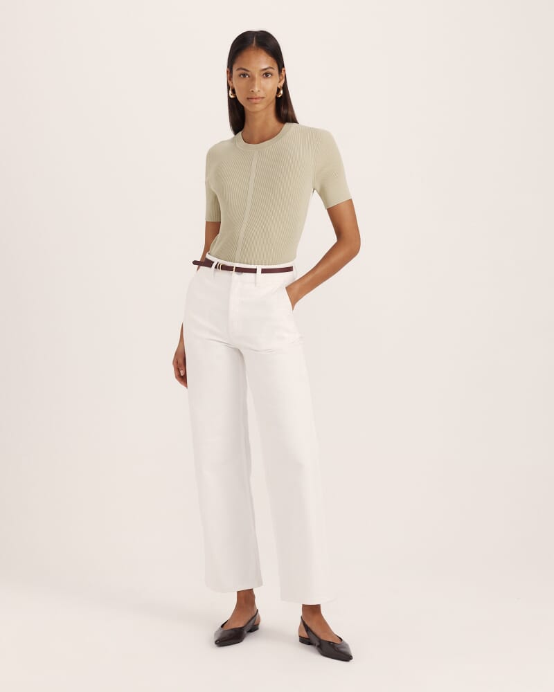 Vicky Rib Knit Top in SAGE