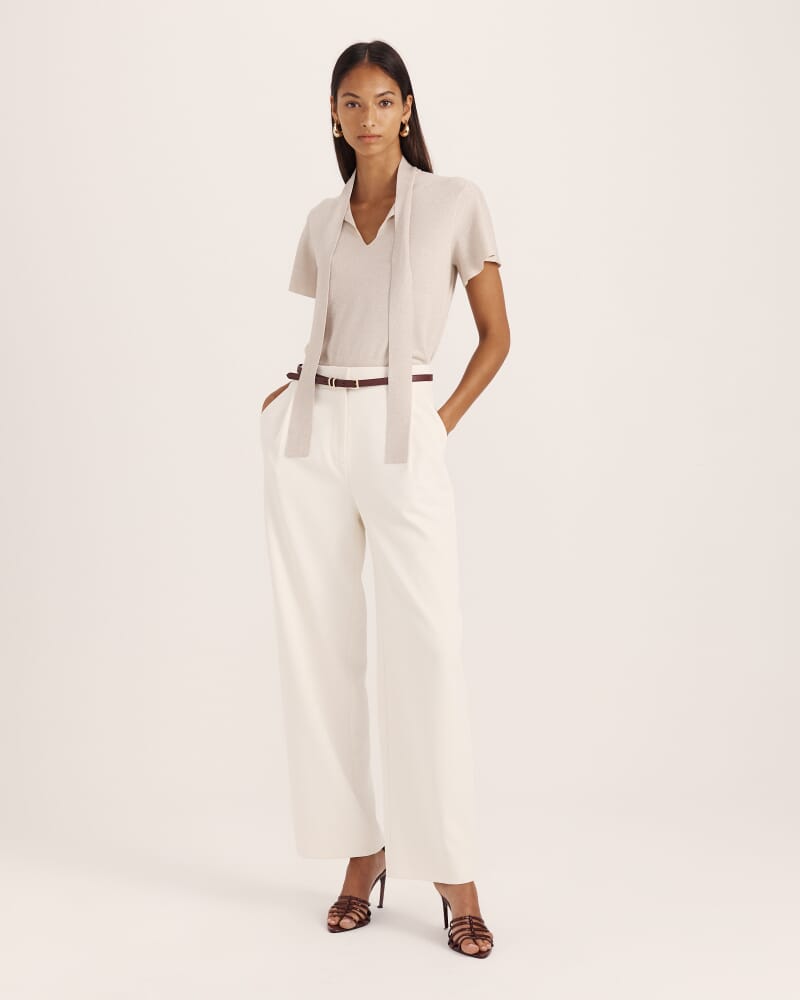 Mariya Metallic Tie Neck Knit in CHAMPAGNE